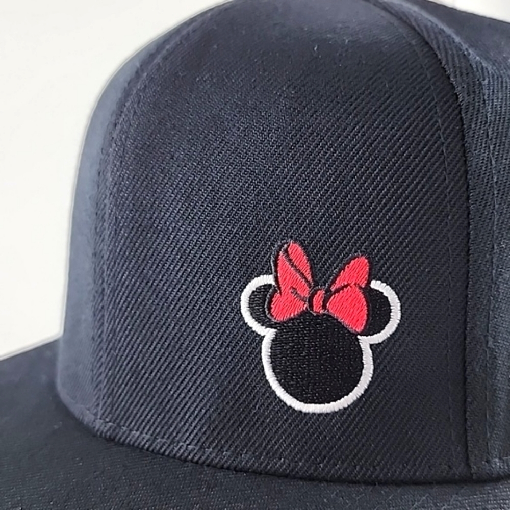 NWT Disney Minnie Mouse Women's Flat Bill Snap Back Black Baseball Cap EmbroideR - Picture 3 of 16